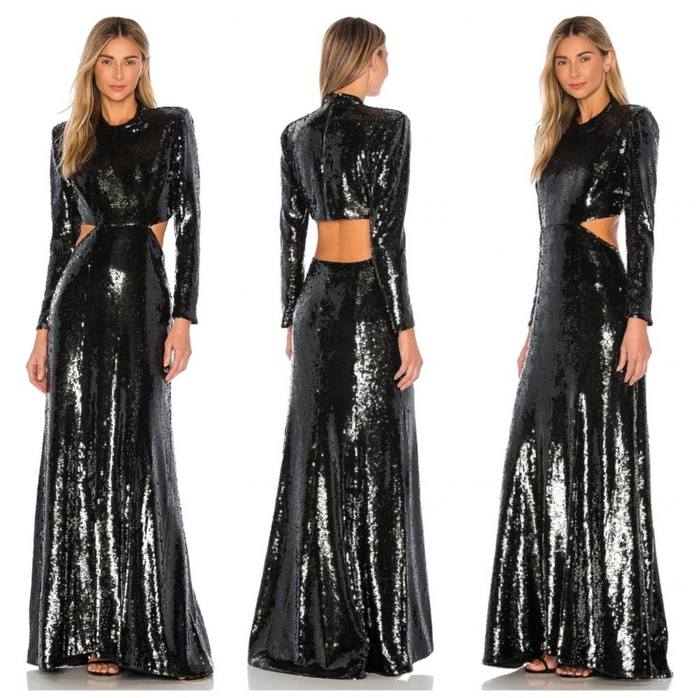 NEW A.L.C. Gabriela Sequin Gown in Deep Green Size 2